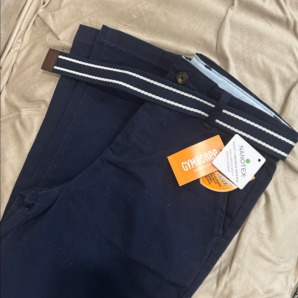Boys Navy Casual Pants with Belt